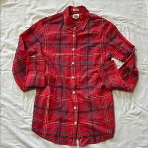 J. Crew Perfect Fit Womens Red Purple Green Plaid Button Down Shirt XS